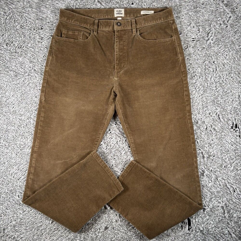 Flint And Tinder Corduroy Pants Mens 32x30 Tapered Fit Brown Preppy 365 5 Pocket